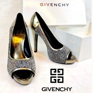 Givenchy Calf Gold Heels Sz 37.5